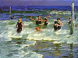 Edward Henry Potthast Bathers in the Surf painting